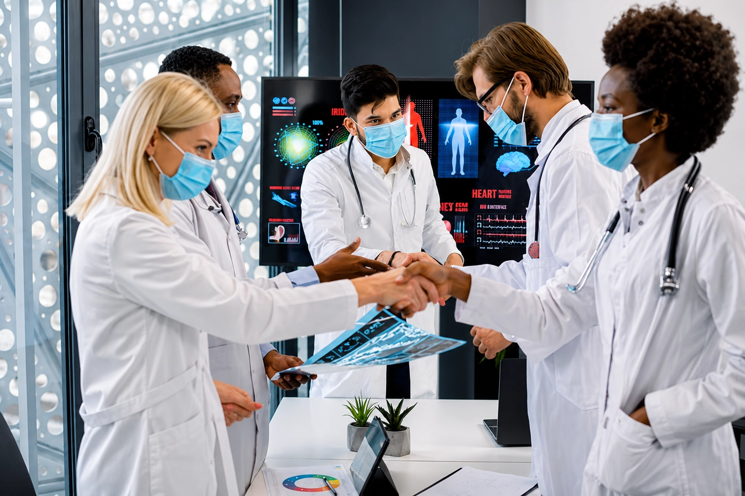 Clinical specialists supporting a new device inside the operating theatre