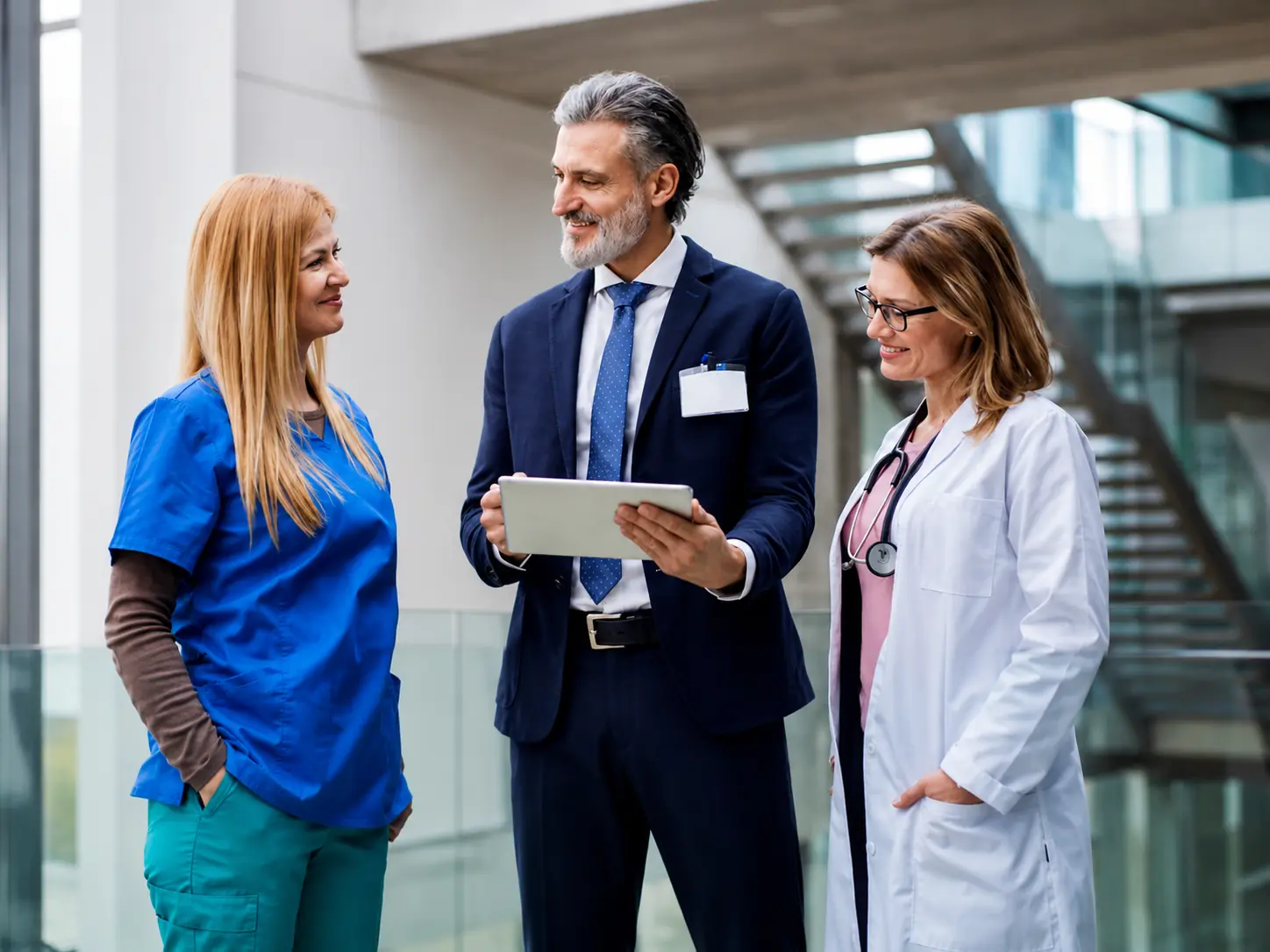Medworks specialists reviewing the medical device portfolio with a hospital partner